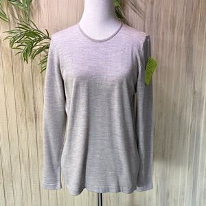 Straven UK brand Merino Wool Heathered Gray Long Sleeve Top, Medium, NWOT